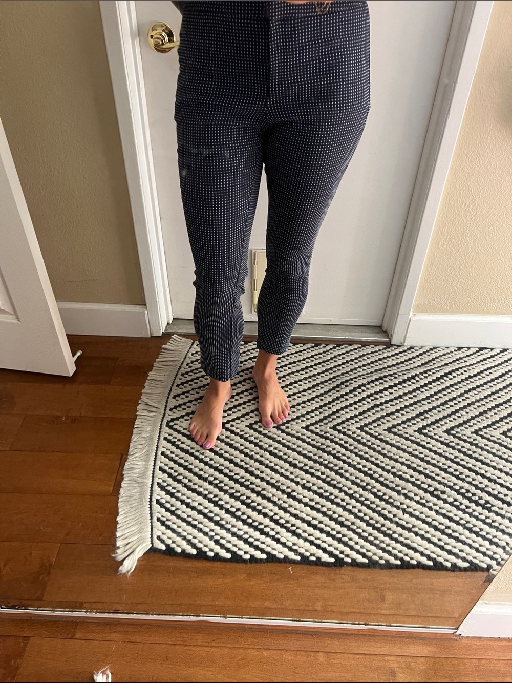 Amanda + Chelsea Navy Micro-Pattern Pants - Picture 6 of 8